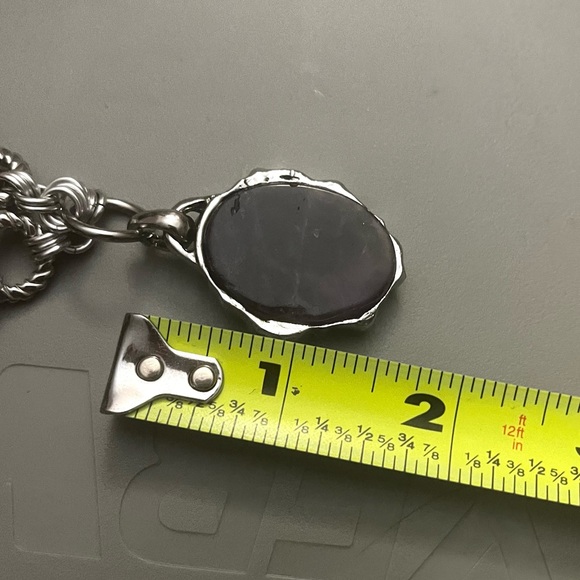 SOLD ON DEP steel necklace double chain purple amethyst gemstone flower charm - Picture 11 of 11